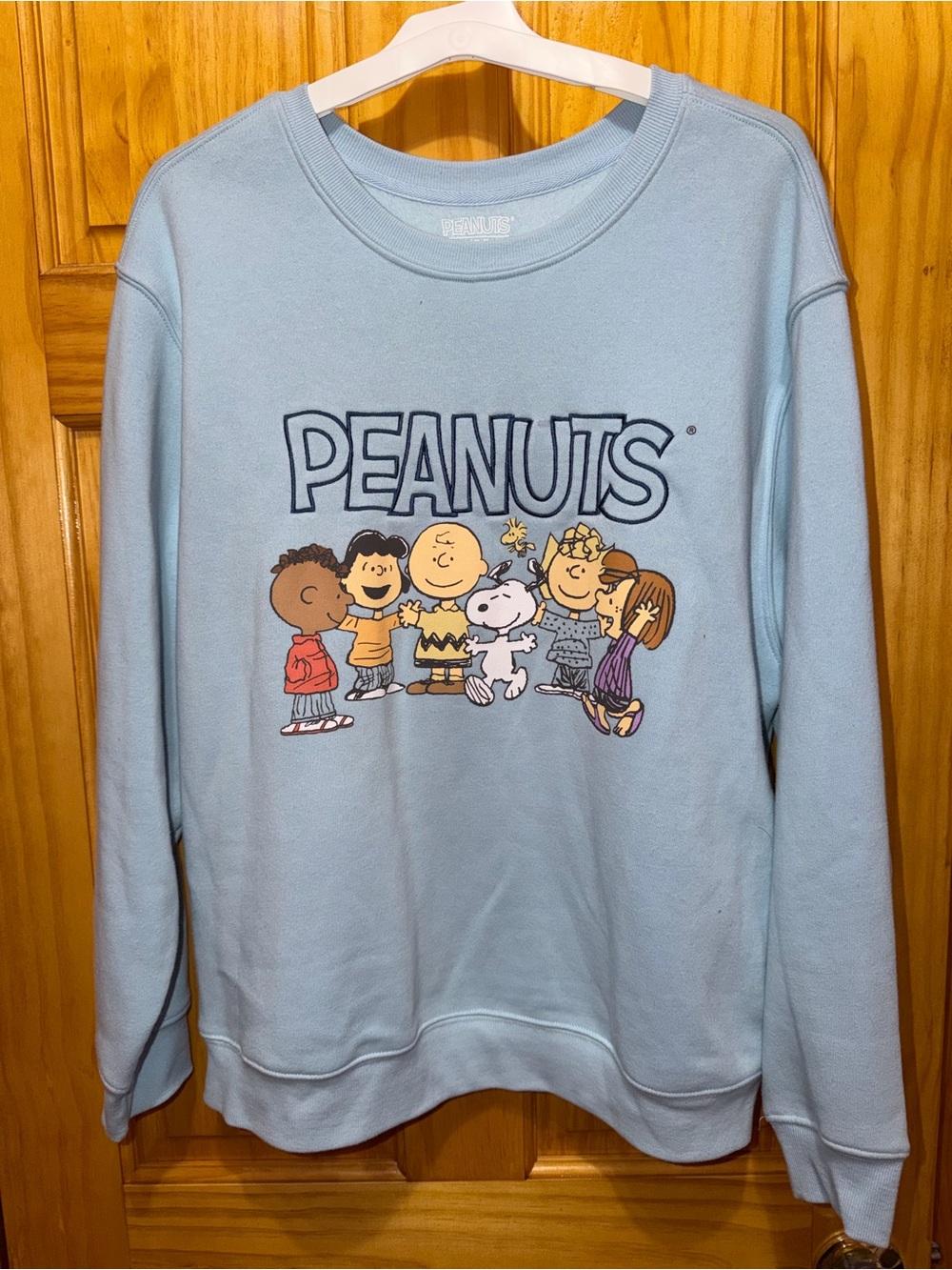 Peanuts Light Blue Kids Graphic Crewneck Sweatshirt